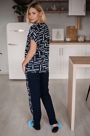 Пижама Старые бренды (Темно-синий+города) ЖК 040 #699448