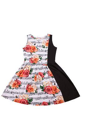 Платье АПРЕЛЬ (Ноты и розы+черный) #700378