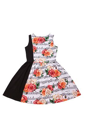 Платье АПРЕЛЬ (Ноты и розы+черный) #700378