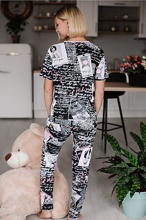 Пижама(футболка+брюки) Старые бренды (Черный с принтом) ЖП 072 #701066