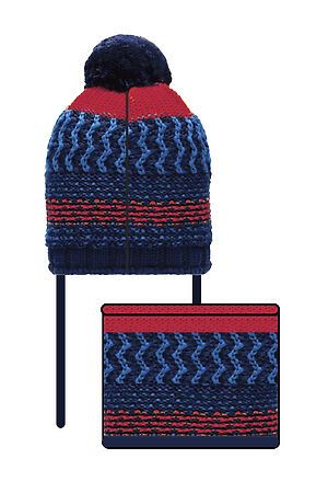 Комплект вязаный: шапка, снуд PLAYTODAY (Тёмно-синий,красный,синий) 32112242 #703788