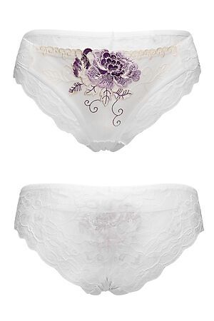 Трусики с вышивкой "Латина" LE CABARET (Белый, молочный, фиолетовый) 295524 #704705