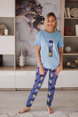Пижама Старые бренды (Голубой+лицо) ЖП 024 #705954