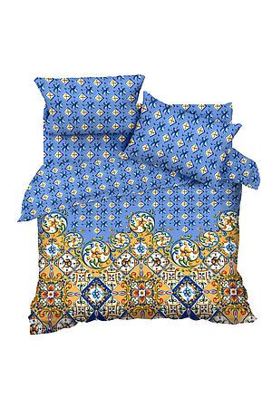 Комплект постельного белья 1,5-спальный TEIKOVO (Синий, Оранжевый) 731865 #715886