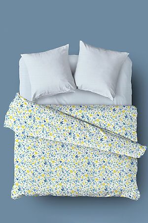 Комплект постельного белья Евро TEIKOVO (Белый, Голубой, Зелёный) 727082 #716875