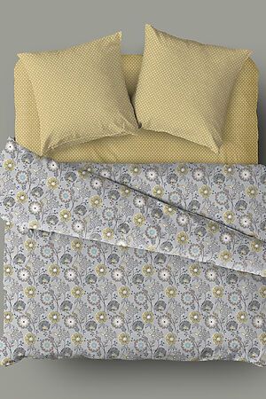 Комплект постельного белья Евро TEIKOVO (Серый, Жёлтый) 727088 #716881