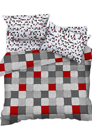 Комплект постельного белья 1,5-сп. TEIKOVO (Серый, Красный) 722398 #716900