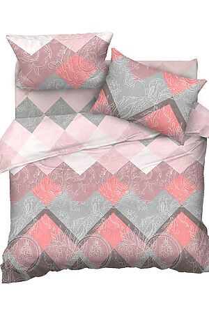 Комплект постельного белья 2-сп. TEIKOVO (Серый, Розовый) 722509 #718245