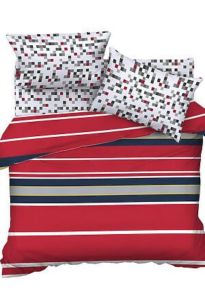 Комплект постельного белья Семейный TEIKOVO (Красный, Синий, Серый) 722425 #718256