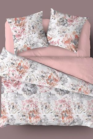Комплект постельного белья Семейный TEIKOVO (Серый, Розовый) 636270 #718671