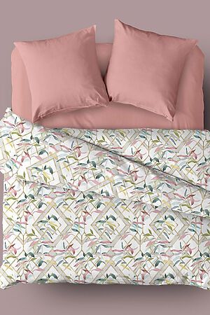 Комплект постельного белья Семейный TEIKOVO (Розовый, Белый, Зелёный) 676416 #718678