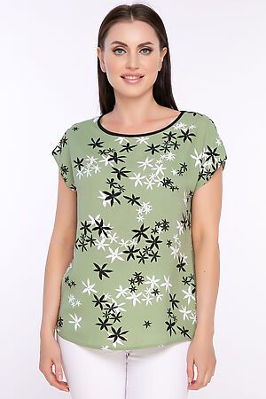Блуза LADY TAIGA (Олива, цветы) Б2445 #728901