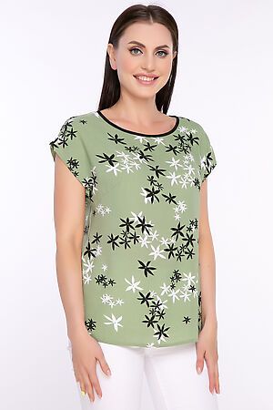 Блуза LADY TAIGA (Олива, цветы) Б2445 #728901