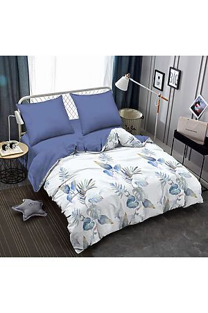 Комплект постельного белья 1,5-спальный AMORE MIO (Синий/белый) 26154 #729839