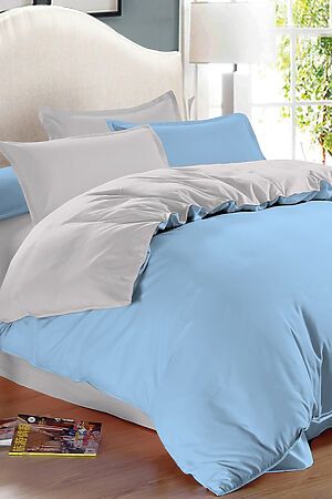 Комплект постельного белья 2-спальный AMORE MIO (Голубой/серый) 24912 #730234