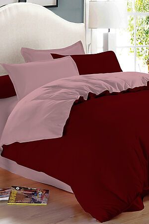 Комплект постельного белья Евро AMORE MIO (Бордовый/розовый) 24934 #730303