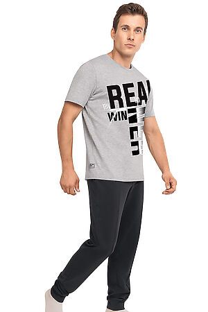 Костюм (футболка+брюки) CLEVER (Меланж серый/чёрный) MHP411232/2 #735585