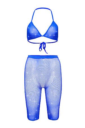 Комплект женский сетчатый со стразами бюстгальтер и короткие леггинсы... LE CABARET (Синий, серебристый,) 303689 #738936
