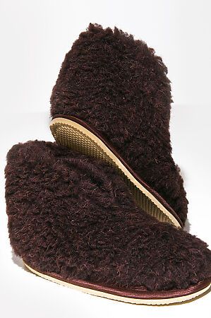 Обувь домашняя Бабуши из овечьего меха на трикотажной основе НАТАЛИ (Коричневый) 23617 #745713