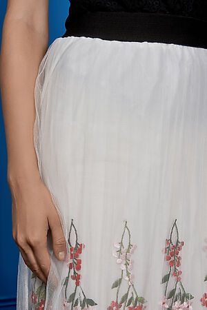 Юбка миди Под солнцем Аргентины в романтическом стиле с вышивкой Nothing But Love (Белый, розовый, голубой) 202279 #756214