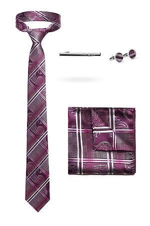 Набор: галстук, платок, запонки, зажим "Династия" Nothing Shop (Сиреневый, серый, фиолетовый,) 299929 #770354