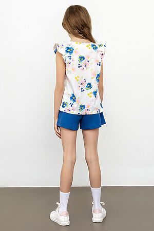 Комплект (футболка, шорты) MARK FORMELLE (Цветы на белом +синий) 22/18472ПП-0 #774186
