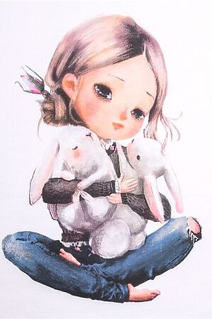 Пижама АПРЕЛЬ (Белый+кролики на серо-зеленом) #775941