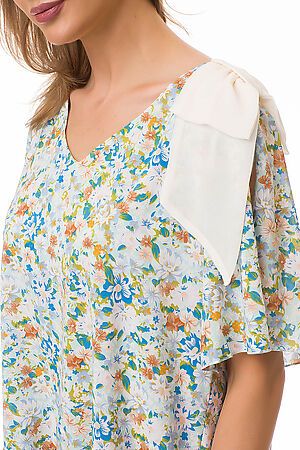 Блуза FIFTYPATES (Бирюзовый/цветы) 4-092 #78477