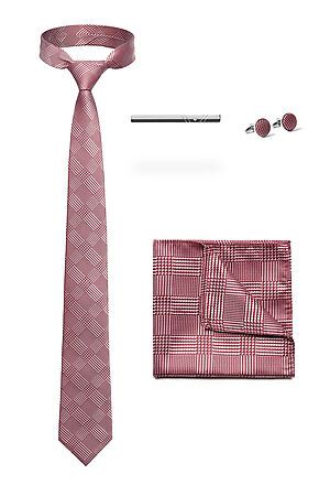 Набор: галстук, платок, запонки, зажим "Уверенность" SIGNATURE (Темно-красный, белый,) 299858 #787193
