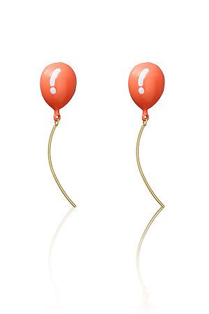 Серьги-пусеты в виде воздушных шаров длинные серьги с подвесками "Воздушный шар" КРАСНАЯ ЖАРА (Золотистый, коралловый,) 303682 #787245