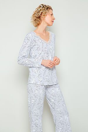 Пижама CROCKID SALE (Светло-серый, нежные цветы) #794093