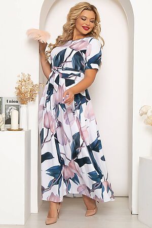 Платье LADY TAIGA (Белый, Бирюза, Розовый) П4203 #801306