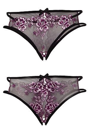 Трусики с открытой интимной зоной "Моя прекрасная" LE CABARET (Фиолетовый, черный,) 298682 #803782