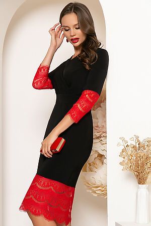 Платье LADY TAIGA (Чёрный, Красный) П4376 #810313