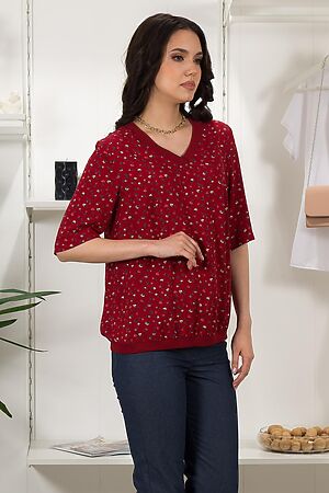 Блуза BRASLAVA (Красный цветы / бордовый) 5796-2 #816288