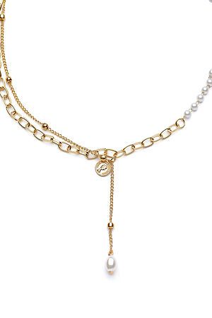 Колье цепочка с подвесками ожерелье с декоративным жемчугом с монетой... MERSADA (Золотистый, белый,) 305563 #818224