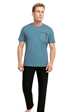Костюм (футболка+брюки) CLEVER (Св.синий/чёрный) MHP421712/2 #833342