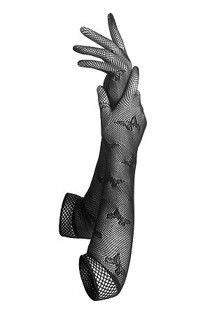 Перчатки вечерние черные сетчатые эластичные длинные женские перчатки... LE CABARET (Черный,) 305988 #838211