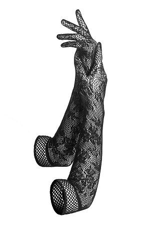 Перчатки вечерние черные ажурные эластичные длинные женские перчатки "Из... LE CABARET (Черный,) 305986 #838215