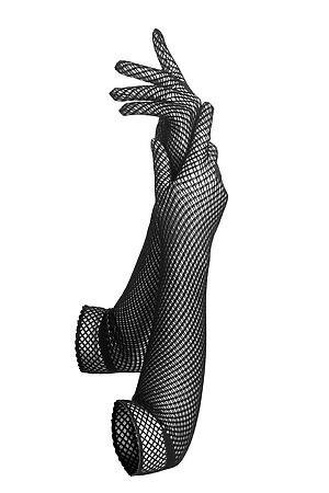Перчатки вечерние сетчатые эластичные длинные женские перчатки "Тайны прошлого" LE CABARET (Черный,) 305991 #838218