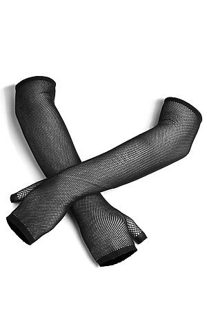 Митенки вечерние черные сетчатые эластичные длинные женские перчатки без... LE CABARET (Черный,) 305989 #839466