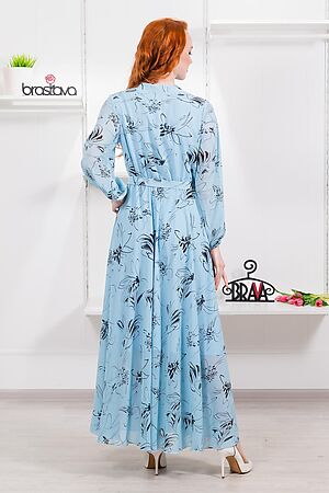 Платье BRASLAVA (Голубой чёрный цветы) 4880-2 #850662