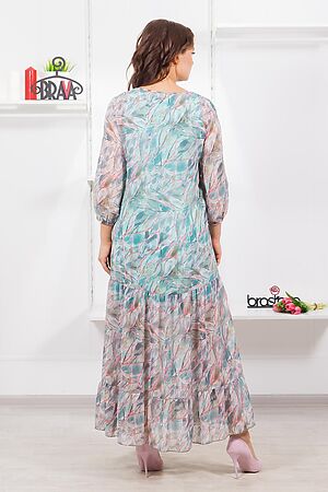Платье  BRASLAVA (Зелёный розовый с рисунком) 5800 #859191
