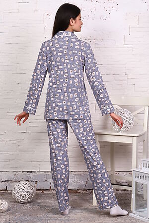 Пижама с брюками арт. ПД-006 НАТАЛИ (Коты-полоска серые) 32207 #875495