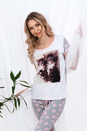 Пижама с бриджами Два котёнка НАТАЛИ (Серый) 1411 #883850