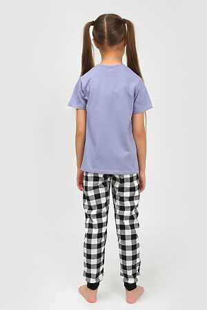 Пижама с брюками 91240 для девочки (футболка, брюки) НАТАЛИ (Голубой/черная клетка) 39781 #885618
