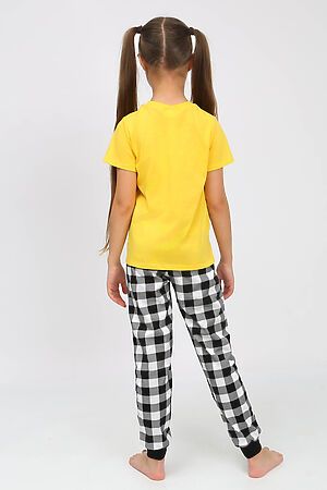 Пижама с брюками 91240 для девочки (футболка, брюки) НАТАЛИ (Желтый/черная клетка) 39781 #885620