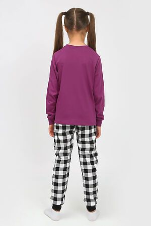 Детская пижама с брюками 91237 для девочки (джемпер, брюки) НАТАЛИ (Пурпурный/черная клетка) 39777 #885629