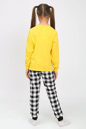 Детская пижама с брюками 91237 для девочки (джемпер, брюки) НАТАЛИ (Желтый/черная клетка) 39777 #885631