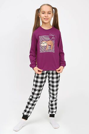 Детская пижама с брюками 91235 детская (джемпер, брюки) НАТАЛИ (Пурпурный/черная клетка) 39774 #885634